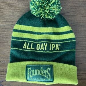 Founders All Day IPA one size Green and Yellow Beanie